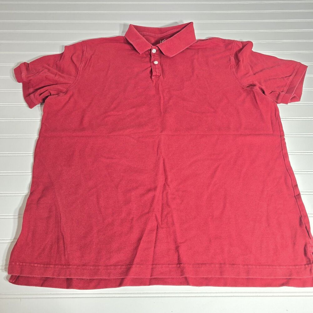 George Mens Red Polo Shirt Collared Top Short Sleeve Solid Pockets Size XL